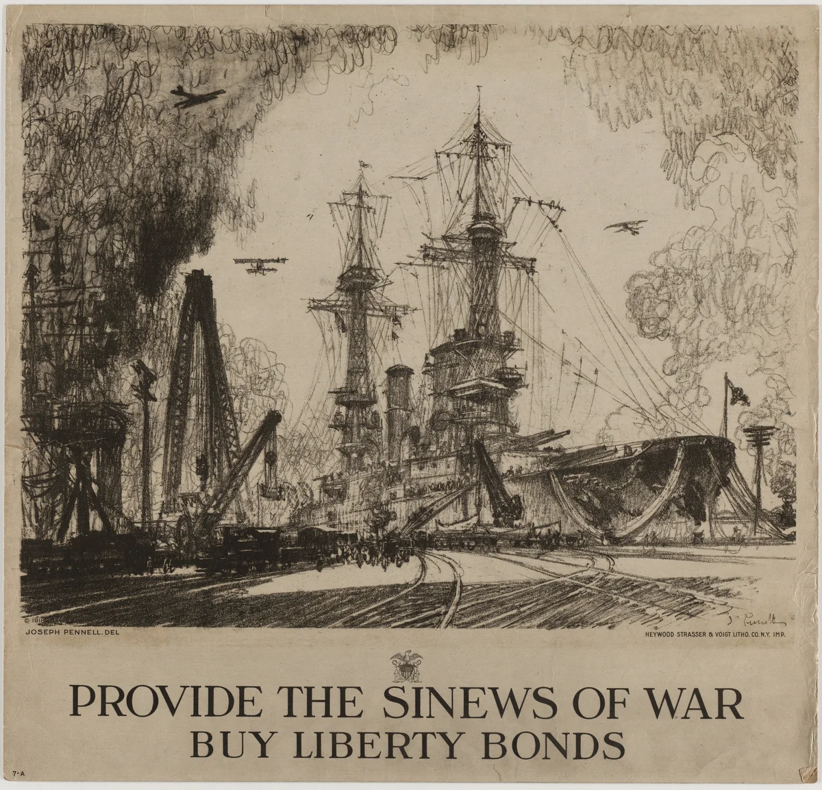 Provide the Sinews of War, Buy Liberty Bonds by Joseph Pennell, design, 1918