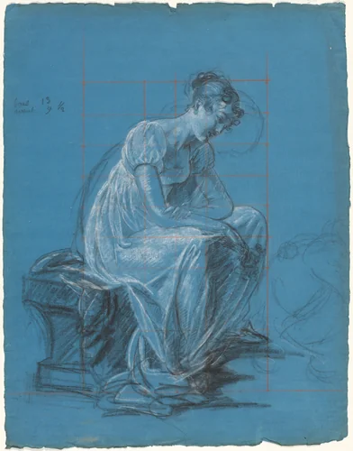 Seated Woman (recto) by Antoine Toussaint de Chazal, drawing, 1810-1820