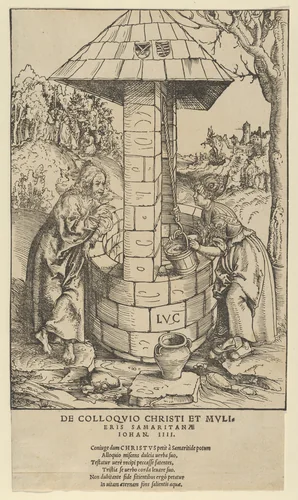 Christ and the Woman of Samaria by Lucas Cranach, print, 1472-1553