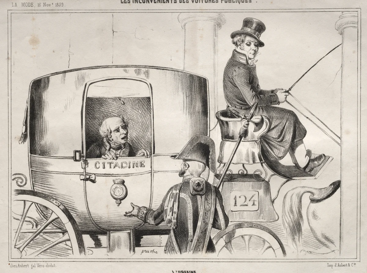 Actualités: Les Inconvénients des voitures publique: L'Urbaine by Clémente Pruche, print, 1839