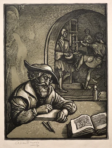 To the Art of the Woodcut by Arthur Allen Lewis, print, 1900-1925