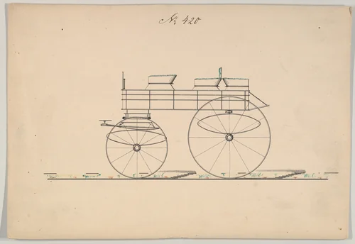 Carriage Design Drawing for Express Wagon No. 420 by Brewster & Co., drawing, 1850-1870