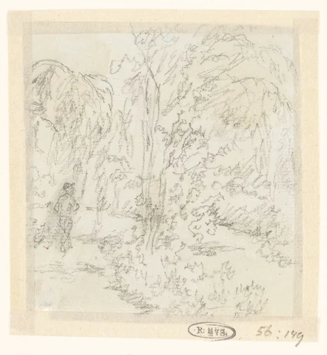 Figuurtje in een bos by David de Sandoz-Rollin, drawing, 1750-1809