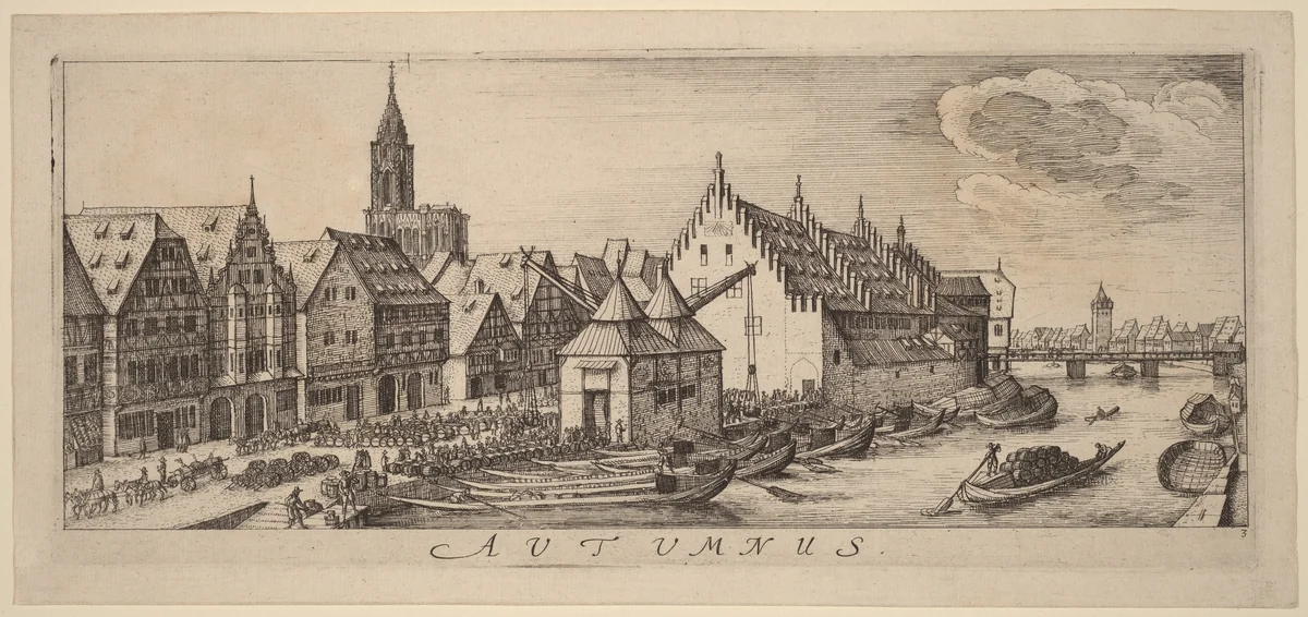 Autumn: The Wine Market by Wenceslaus Hollar, print, 1628-1629