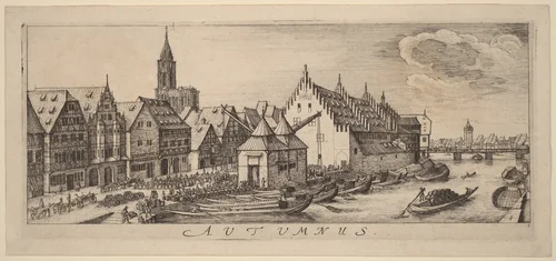 Autumn: The Wine Market by Wenceslaus Hollar, print, 1628-1629