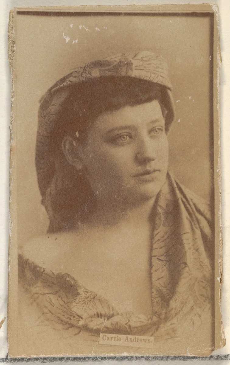 Carrie Andrews, from the Actors and Actresses series (N45, Type 1) for Virginia Brights Cigarettes by Allen & Ginter, photograph, 1885-1891