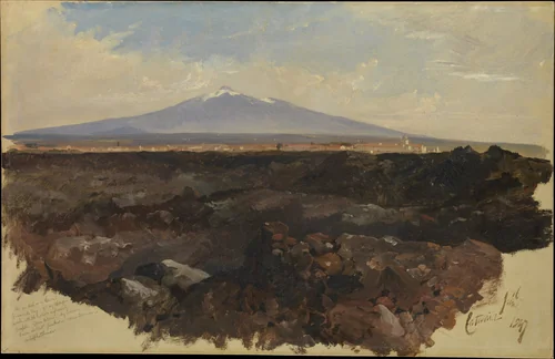 Catania and Mount Etna by Edward Lear, drawing, 1847