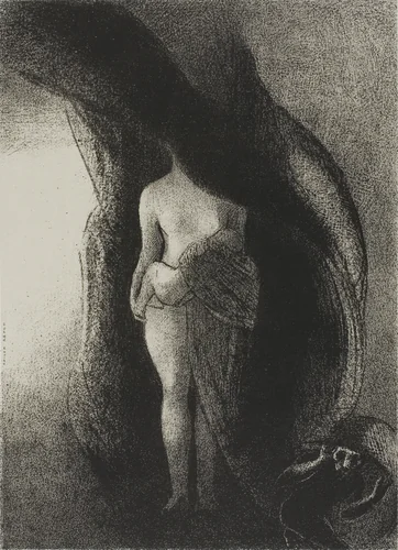 I am Still the Great Isis! Nobody Has Ever Yet Lifted My Veil!, plate 16 of 24 by Odilon Redon, print, 1896