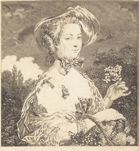 La Belle Jardinière - Madame de Pompadour by Jean-Louis Anselin, Carle Van Loo, print, 1782-1788