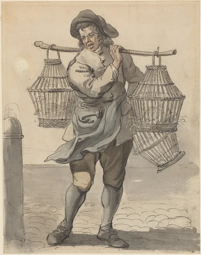 A Poultry Seller by Paul Sandby, drawing, 1759