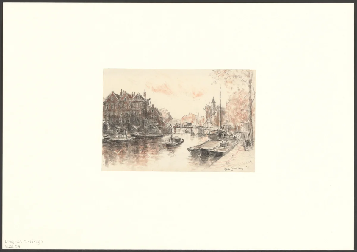 Gezicht op de Oudeschans gezien naar de Sint Antoniesluis by Anthonie van Teijn, drawing, 1873-1943