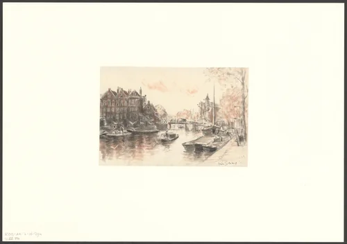 Gezicht op de Oudeschans gezien naar de Sint Antoniesluis by Anthonie van Teijn, drawing, 1873-1943