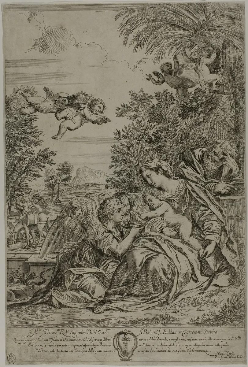 Flight into Egypt by Pier Francesco Mola, print, 1632-1666