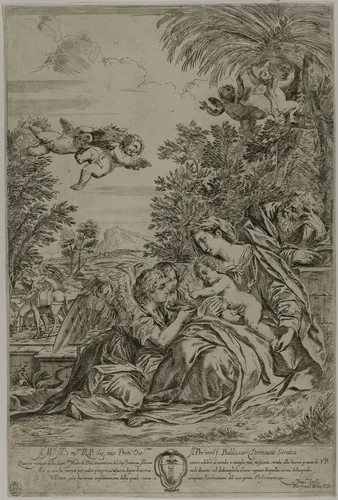 Flight into Egypt by Pier Francesco Mola, print, 1632-1666