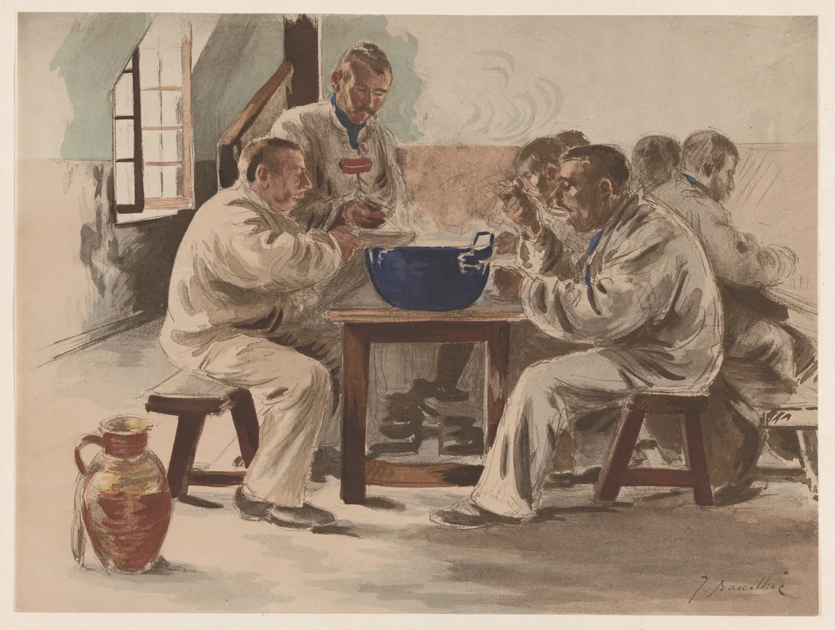 La soupe à la chambrée, from "L'Estampe Moderne" by Jacques Baseilhac, print, 1898