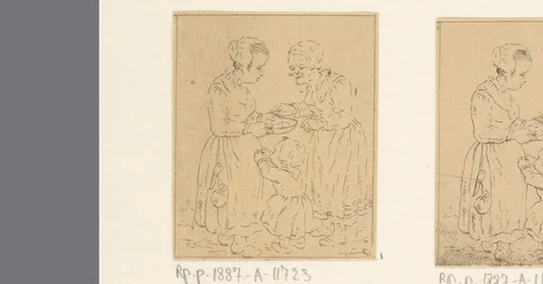 Twee vrouwen met een kind by Christina Chalon, print, 1758-1808