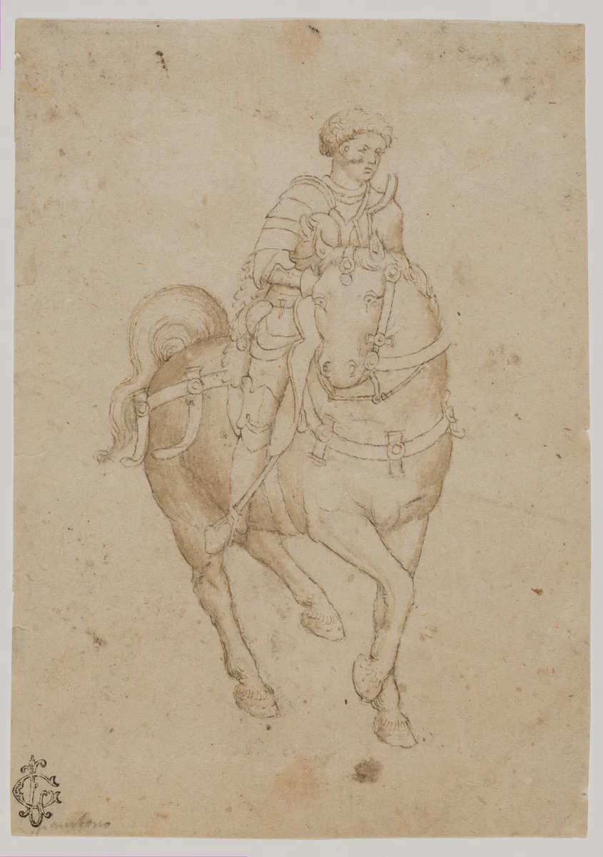 A Warrior on Horseback by The Veneto, drawing, 1425-1449