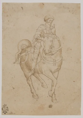A Warrior on Horseback by The Veneto, drawing, 1425-1449
