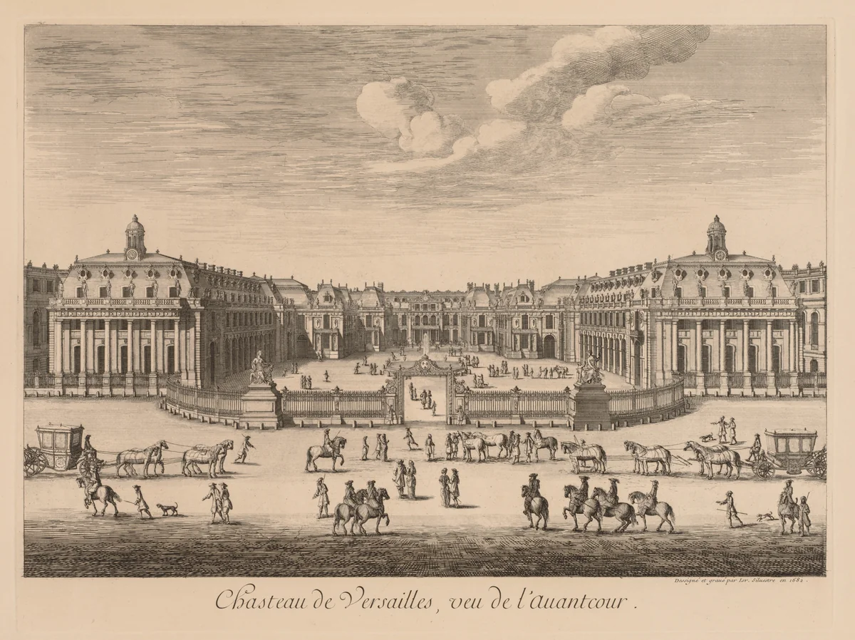 Vue du Château de Versailles, vu de l'avant-cour by Israël Silvestre, print, 1682