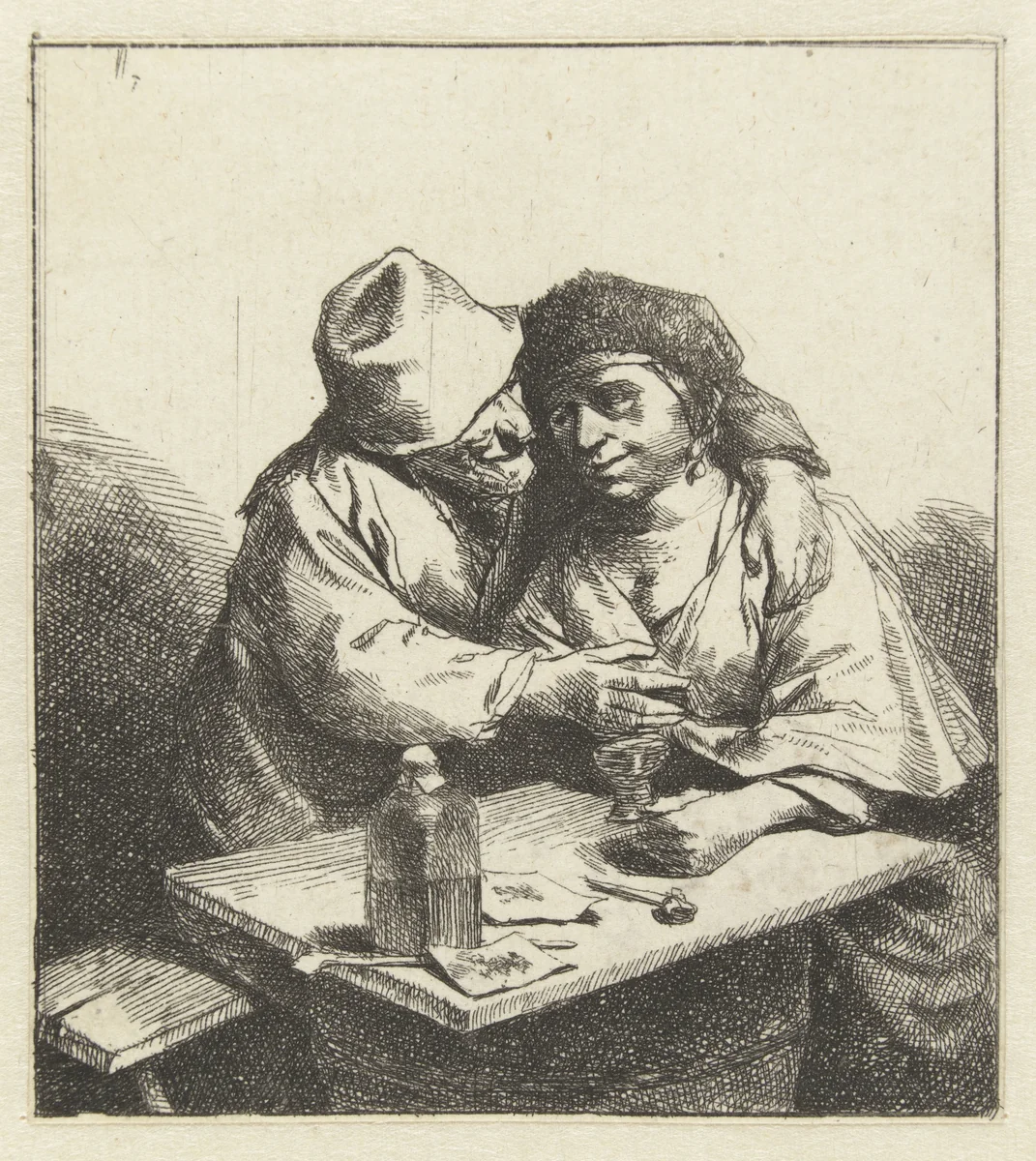 Liefdespaar by Cornelis Pietersz. Bega, print, 1642-1664