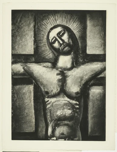 "Obedient Unto Death, Even the Death of the Cross" («Obéissant jusqu'à la mort et à la mort de la croix »), plate LVII from Miserere by Georges Rouault, illustrated book, 1926