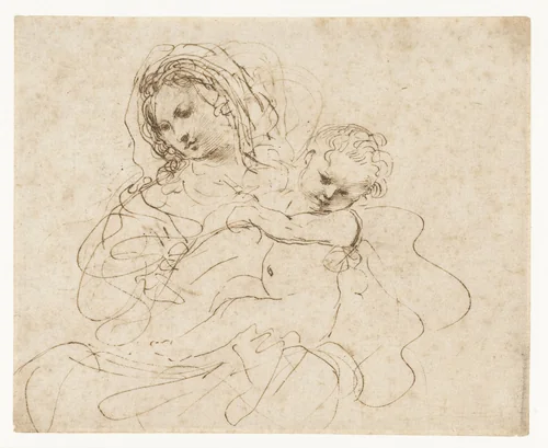 Madonna met kind by Guercino, drawing, 1626-1636