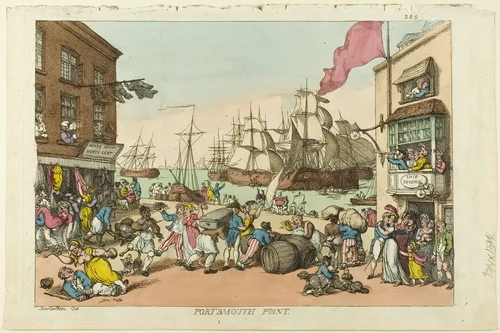 Portsmouth Point by Thomas Rowlandson, print, 1814