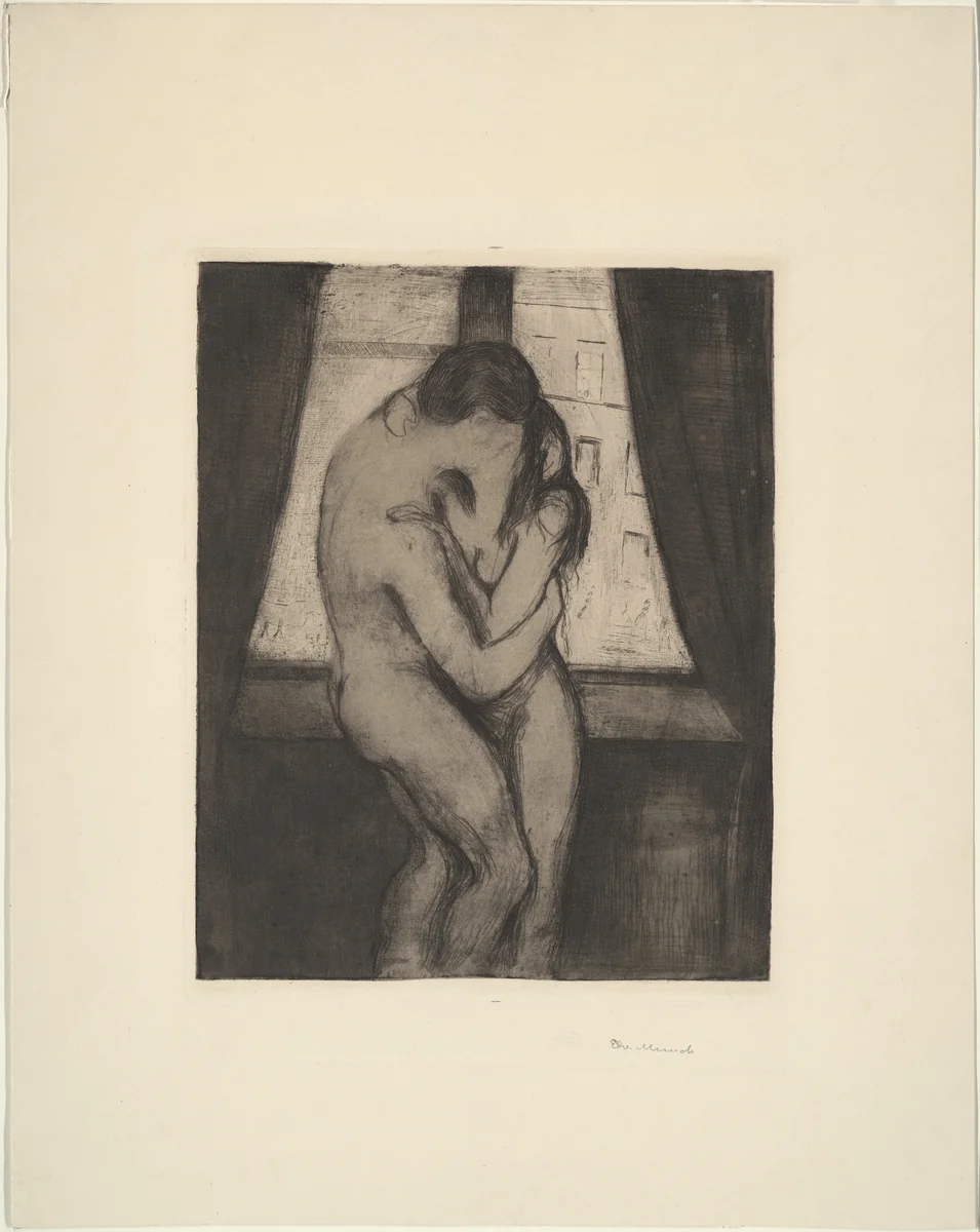 The Kiss (Kyss) by Edvard Munch, print, 1895