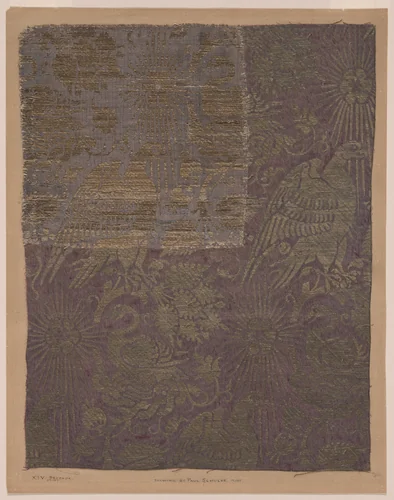 Fragment Supplemented with Drawing by Paul Schulze, textile, 1301-1400