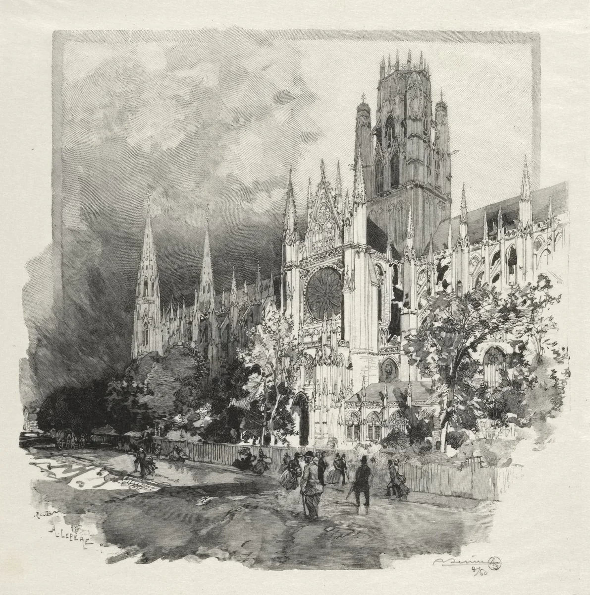 Rouen Illustré: Eglise Saint Ouen by Auguste Louis Lepère, print, 1896