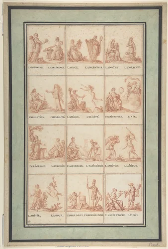 Illustrations for an Allegorical Pattern Book by Antoine Borel, drawing, 1775-1825