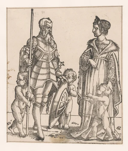Mahalalel met zijn vrouw en kinderen by anonymous, print, 1530