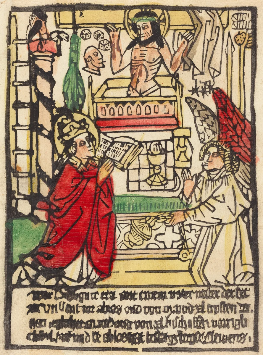 The Mass of Saint Gregory by German 15th Century, print, 1470