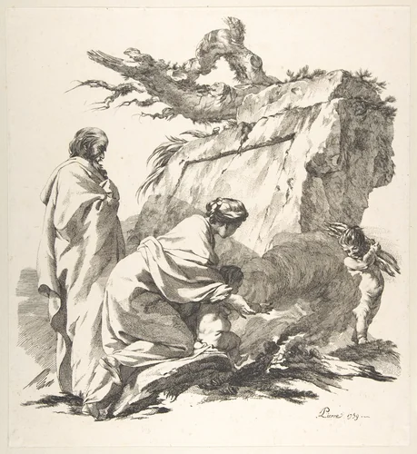 Flight Into Egypt by Jean-Baptiste-Marie Pierre, print, 1759