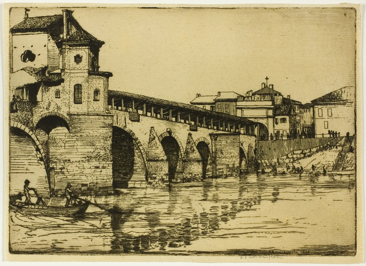 Ponte Ticino, Pavia by Donald Shaw MacLaughlan, print, 1904