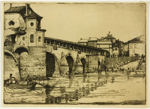 Ponte Ticino, Pavia by Donald Shaw MacLaughlan, print, 1904