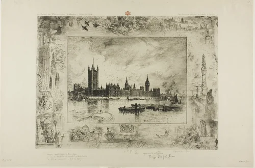 Westminster Palace by Félix Hilaire Buhot, print, 1884