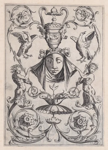 Ornamental Panel by Agostino Veneziano, print, 1514-1536