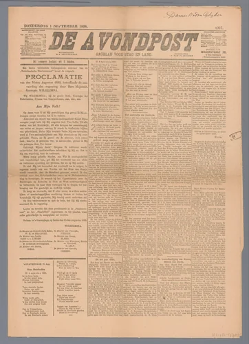 de Avondpost; dagblad voor stad en land by De Avondpost, other, 1898