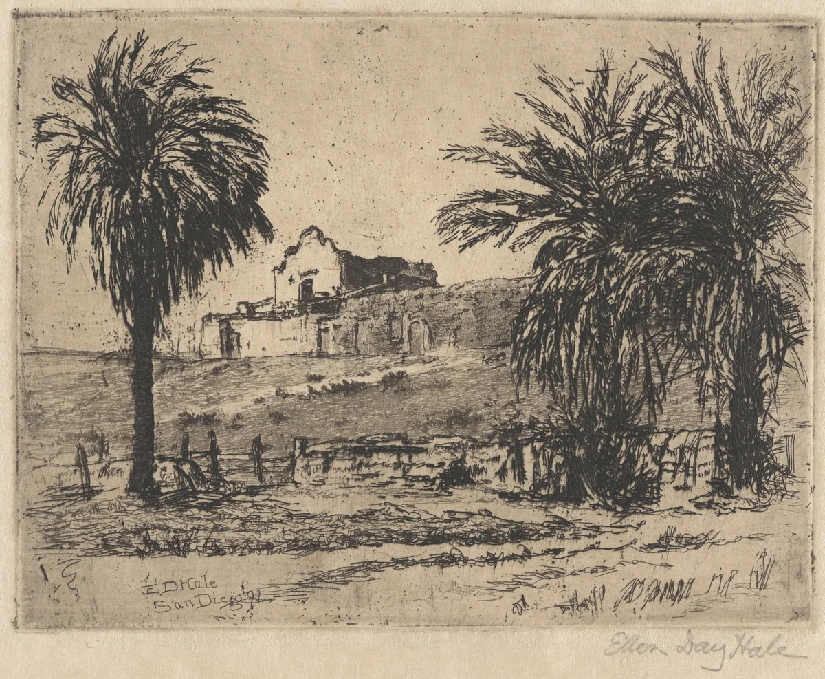 Mission San Diego by Ellen Day Hale, print, 1892