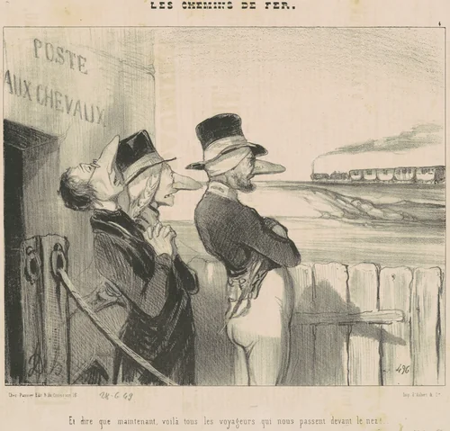 Et ... Voila ...Les voyageurs qui nous passent devant le nez! by Honoré Daumier, print, 1843