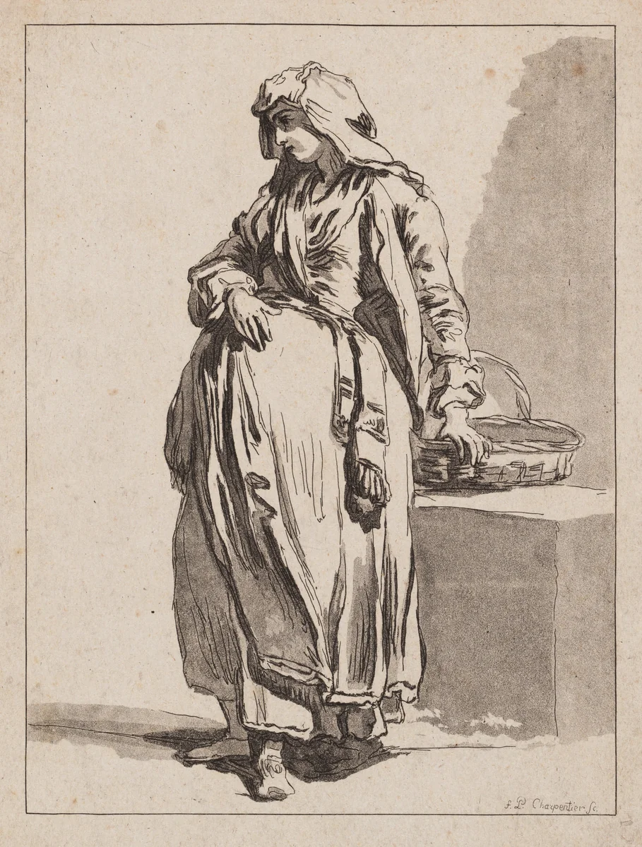 Italian Peasant Woman by François-Philippe Charpentier; Jean-Baptiste Greuze, print, 1762-1766