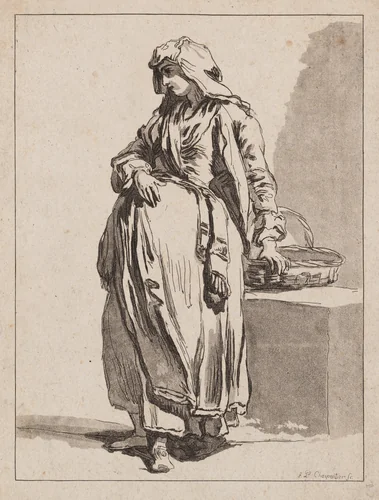 Italian Peasant Woman by François-Philippe Charpentier; Jean-Baptiste Greuze, print, 1762-1766