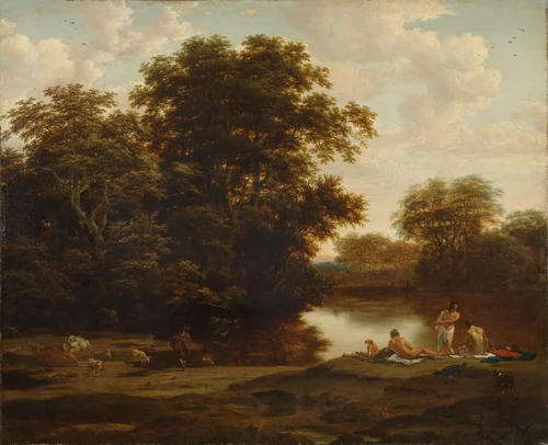 Landscape with Bathers by Joris van der Haagen, painting, 1660