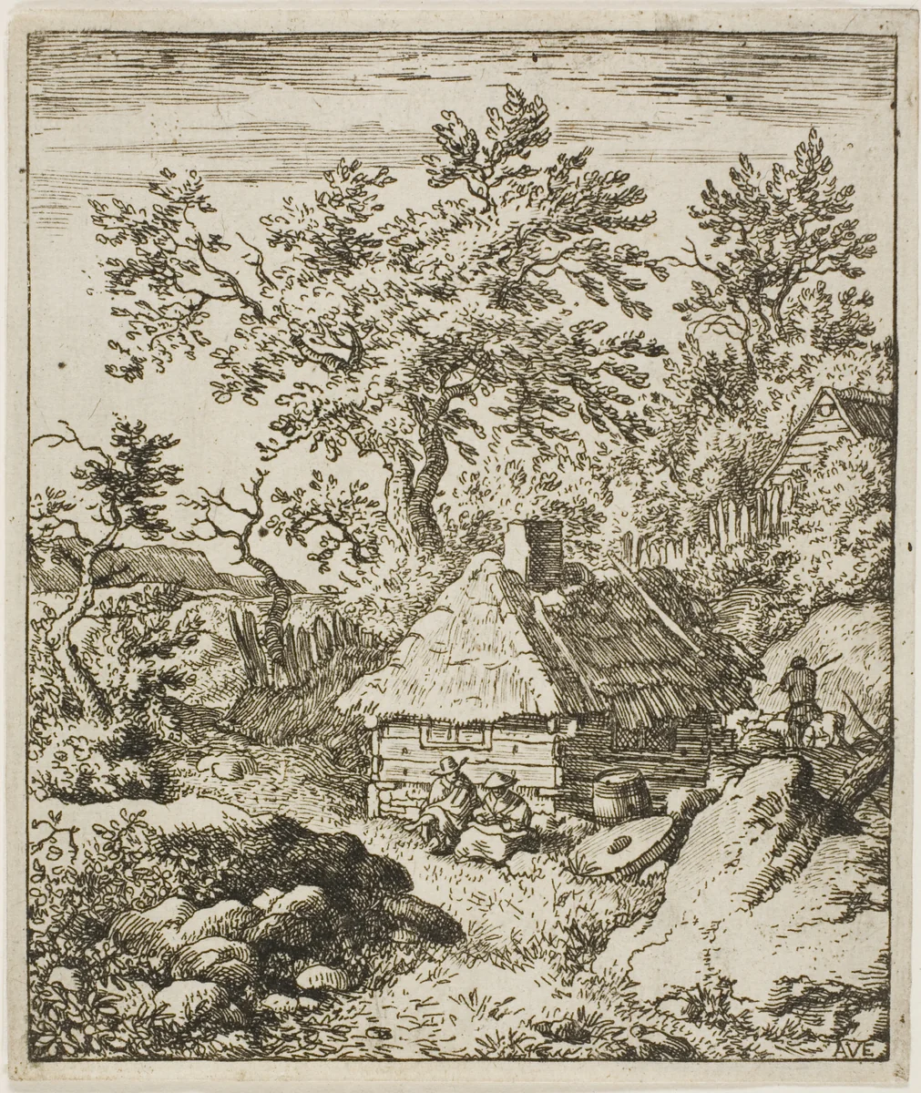 Landscape with a Millstone by Allart van Everdingen, print, 1641-1675