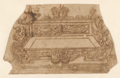 Ontwerp voor een bank by anonymous, drawing, 1550-1580