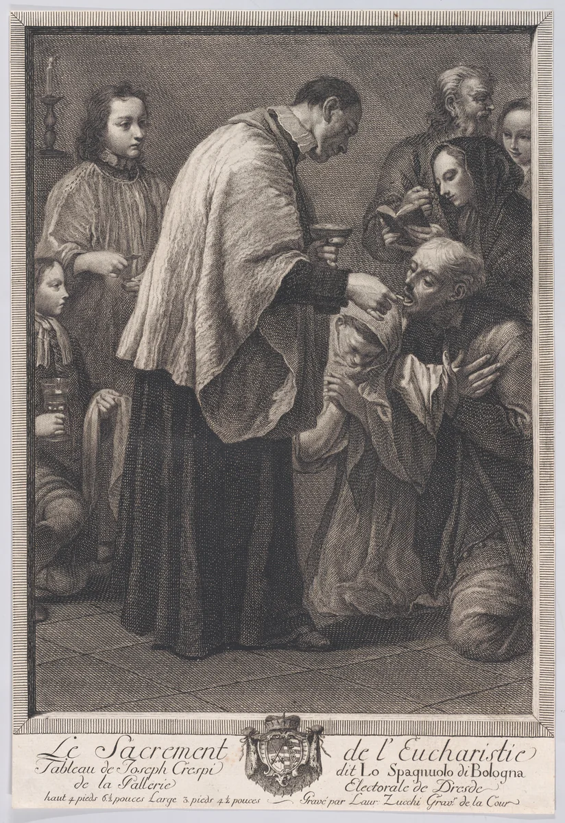 The Eucharist, from "The Seven Sacraments" by Lorenzo Zucchi, print, 1767