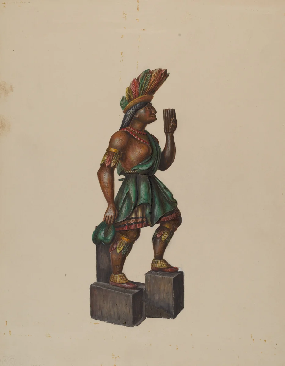 Cigar Store Indian by Walter Hochstrasser, index of american design, 1936