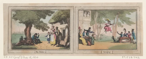 The Tinker and Swinging by Thomas Rowlandson, print, 1800