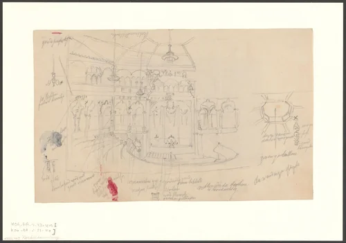 Interieur van de Parkschouwburg gezien naar het toneel by Johan George Lodewijk Rieke, drawing, 1883-1898